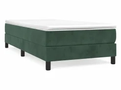 Clicnbuy Somier Tapizado|Estructura de cama box spring terciopelo verde oscuro 90x200 cm