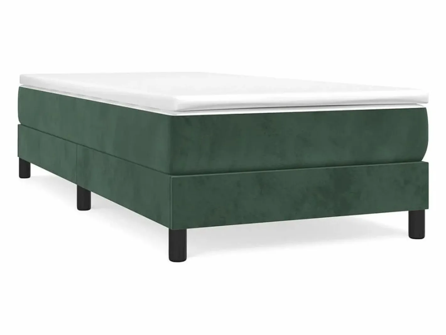 Clicnbuy Somier Tapizado|Estructura de cama box spring terciopelo verde oscuro 90x200 cm