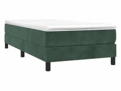 Clicnbuy Somier Tapizado|Estructura de cama box spring terciopelo verde oscuro 90x200 cm