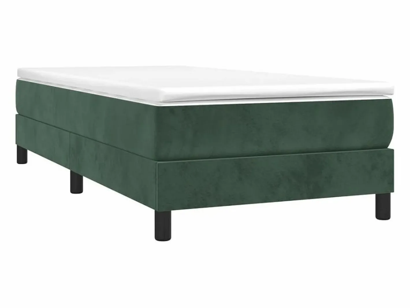 Clicnbuy Somier Tapizado|Estructura de cama box spring terciopelo verde oscuro 90x200 cm