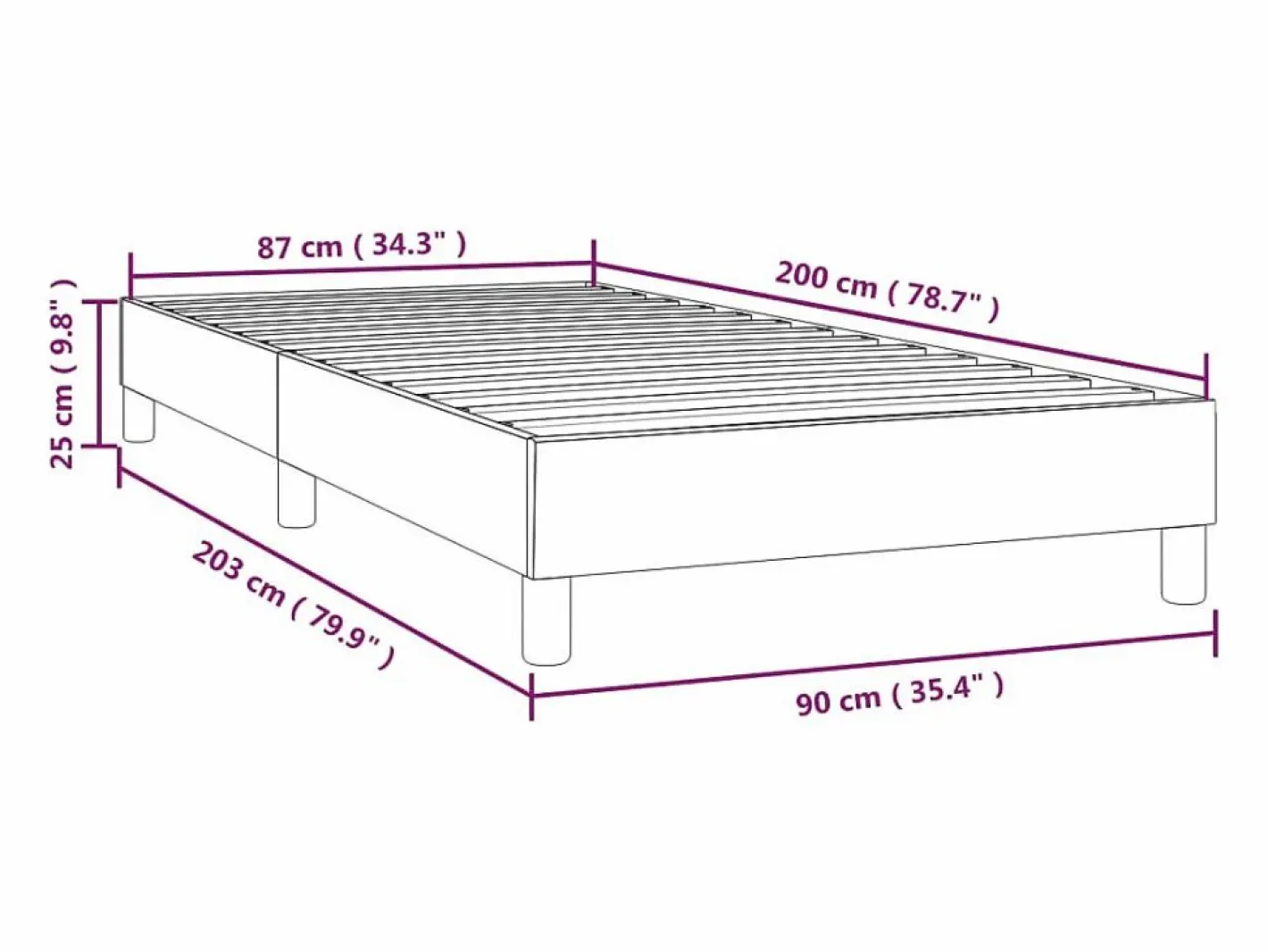 Clicnbuy Somier Tapizado|Estructura de cama box spring terciopelo verde oscuro 90x200 cm