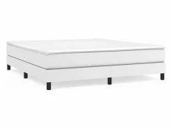 Clicnbuy Estructura de cama box spring cuero sintético blanco 180x200 cm Clearance