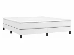 Clicnbuy Estructura de cama box spring cuero sintético blanco 180x200 cm Clearance