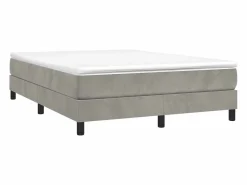 Clicnbuy Somier - 140X190Cm|Estructura de cama box spring terciopelo gris claro 140x190 cm