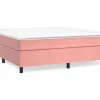 Clicnbuy Somier - 160X200Cm|Estructura de cama box spring terciopelo rosa 160x200 cm