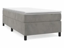 Clicnbuy Somier - 90X190Cm|Estructura de cama box spring terciopelo gris claro 90x190 cm