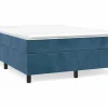 Clicnbuy Somier - 140X190Cm|Estructura de cama box spring terciopelo azul oscuro 140x190 cm