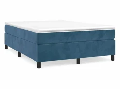 Clicnbuy Somier - 140X190Cm|Estructura de cama box spring terciopelo azul oscuro 140x190 cm