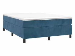 Clicnbuy Somier - 140X190Cm|Estructura de cama box spring terciopelo azul oscuro 140x190 cm