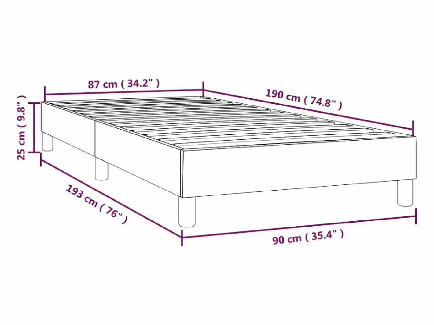 Clicnbuy Somier - 90X190Cm|Estructura de cama box spring tela gris oscuro 90x190 cm