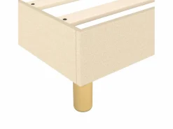 Clicnbuy Somier Tapizado|Estructura de cama box spring tela color crema 90x200 cm