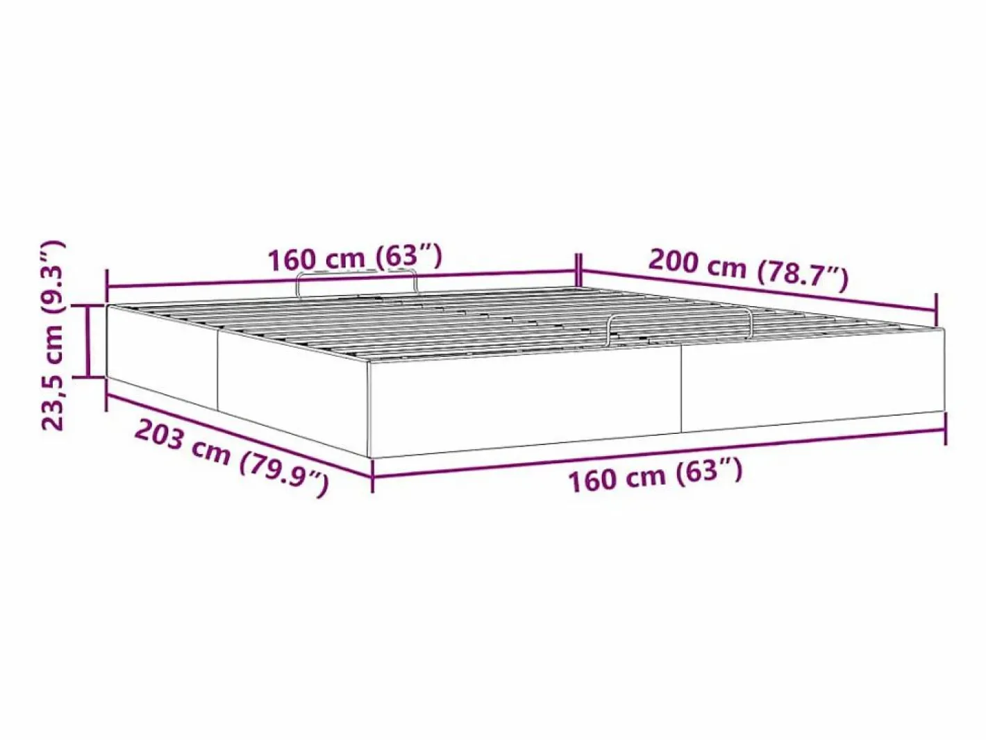 Estructura de cama otomana sin colchón claro 160x200cm^vidaxl Discount