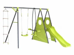 Estructura de juego metálica "Dany" con tobogán - 5 aparatos - Verde^Habitat et jardin Online