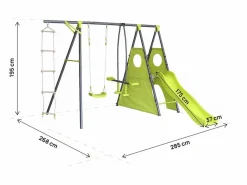 Estructura de juego metálica "Dany" con tobogán - 5 aparatos - Verde^Habitat et jardin Online