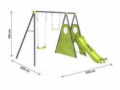 Estructura de juego metálica "Kylian" con tobogán - 4 aparatos -^Habitat et jardin Outlet