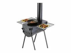 Estufa de Leña Portátil SucceBuy, 262 cm, Estufa de Camping para Barbacoa con Tubos para Exteriores Negro