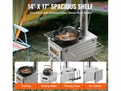 Brasero|Estufa de Leña Portátil SucceBuy, 202 cm, Estufa Barbacoa para Tienda de Campaña con Tubos