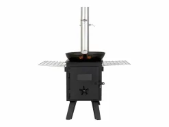 Estufa de Leña Portátil SucceBuy, 217 cm, Estufa Barbacoa para Tienda de Campaña con Tubos Negro Hot