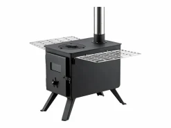Estufa de Leña Portátil SucceBuy, 217 cm, Estufa Barbacoa para Tienda de Campaña con Tubos Negro Hot
