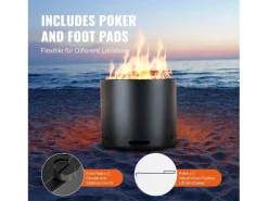 Estufa de Leña sin Humo SucceBuy Bonfire, 380 mm de Diámetro, en Acero Inoxidable Negro Clearance