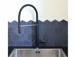 Essebagno Grifo De Cocina|Exil Grifo mezclador de fregadero con ducha extraíble y efecto acero inoxidable