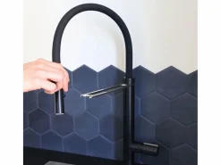 Essebagno Grifo De Cocina|Exil Grifo mezclador de fregadero con ducha extraíble y efecto acero inoxidable