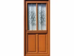 GD Menuiseries Exo Puerta de Entrada de Madera Modelo 'Syrah' 215X90 Mesa Auxiliar Derecha sin manilla Marru00f3n New