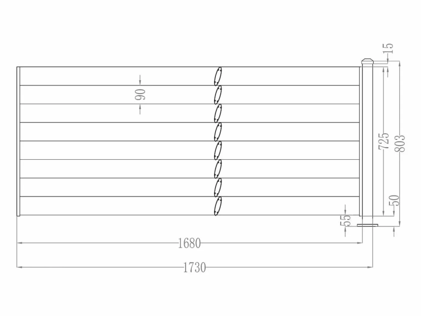 EXPERTLAND Cercados Y Ocultación|Extensión de valla tipo persiana para instalar en aluminio antracita - H80 x L173 cm - BAROMA