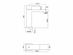 Essebagno Fangolo grifo mezclador bajo cromado para lavabo Plateado