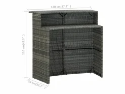 Garden Furniture Farid Mesa alta de jardín ratán sintético 120x55x110 cm Gris Outlet