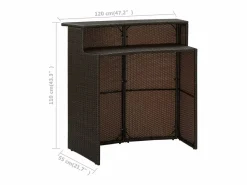 Garden Furniture Farid Mesa alta de jardín ratán sintético marrón 120x55x110 cm Marru00f3n New