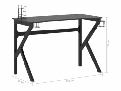 Garden Furniture Faril Escritorio gaming con patas en forma de K 110x60x75 cm Negro Best