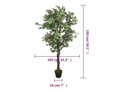 Planta Artificial|Ficus artificial 756 hojas 150 cm