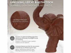 Figura decorativa elefante 36 x 19 x 39 cm marrón de jardín de óxido de magnesio^ML-DESIGN Online