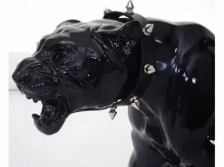 MCW Figurita decorativa pantera con collar, alto brillo con collar Negro Hot
