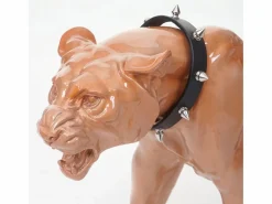 Figurita decorativa pantera con collar, antiguo alto brillo con collar^MCW New