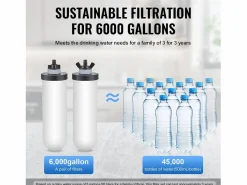 Pequeño Electrodoméstico|Filtro de Agua Alimentado por Gravedad SucceBuy, Sistema de Filtración de Agua por Gravedad 8,5 L 2 Filtros