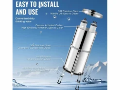 Pequeño Electrodoméstico|Filtro de Agua Alimentado por Gravedad SucceBuy, Sistema de Filtración de Agua por Gravedad 8,5 L 2 Filtros