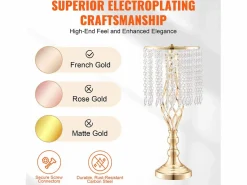 Florero SucceBuy - Juego de 12 Jarrones de Cristal de 49 cm, s, con Diseño Floral, para Bodas y Ceremonias, Metal/^ Sale