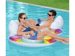 Flotador Hinchable Doble para Playa o Piscina Rainbow Dreams Swin Tube 172x102 cm con 2 Posavasos^Bestway Clearance