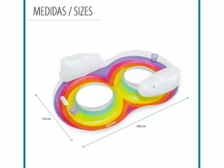 Flotador Hinchable Doble para Playa o Piscina Rainbow Dreams Swin Tube 172x102 cm con 2 Posavasos^Bestway Clearance