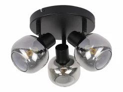 NETTLIFE Foco de techo de 3 llamas - Foco de techo redondo moderno de vidrio con giro de 350° para sala de estar Negro Discount