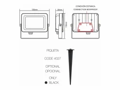 Foco LED para exterior Sky 20 W IP65 2700 K Corten - 2450 lm, aluminio, haz de 110°, Beneito Faure^ Clearance