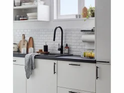 Essebagno Foga Mezclador de fregadero con teleducha extraíble en mate Negro Hot