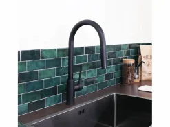 Essebagno Foga Mezclador de fregadero con teleducha extraíble en mate Negro Hot