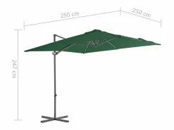 Garden Furniture Sombrilla|Forest Park Sombrilla jardín voladiza palo de acero verde 250x250 cm