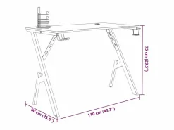 François-Étienne-Luc Escritorio gaming con patas en forma de Y 110x60x75 cm^Garden Furniture Discount