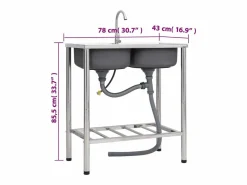 Fregadero|Fregadero de camping doble con grifo de acero inoxidable