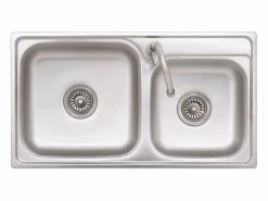 Fregadero|Fregadero de camping doble con grifo de acero inoxidable