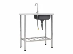 Fregadero de camping individual con grifo de acero inoxidable Plateado Hot
